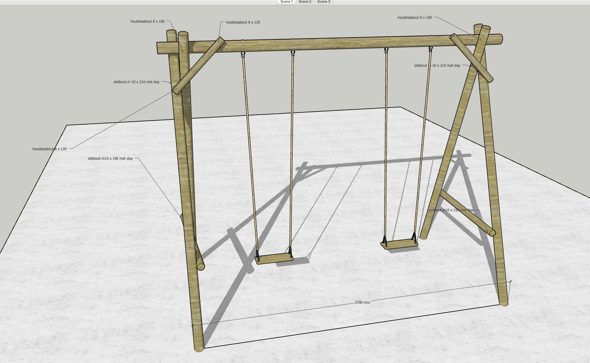 Dubbele schommel met ronde palen Drenthen Hout &amp; Constructiebedrijf